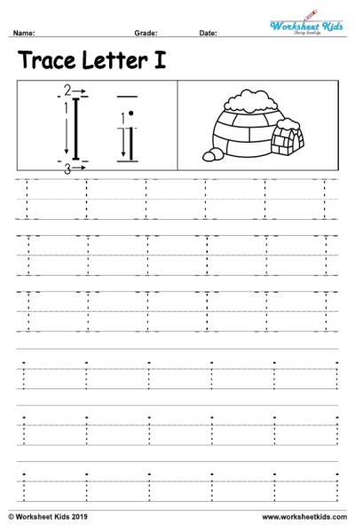 letter i alphabet tracing worksheets for preschool free printable pdf