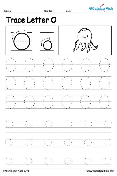 Printable Letter O Tracing Worksheet With Number And Arrow Guides ...