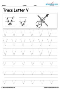 letter v alphabet tracing worksheets free printable pdf