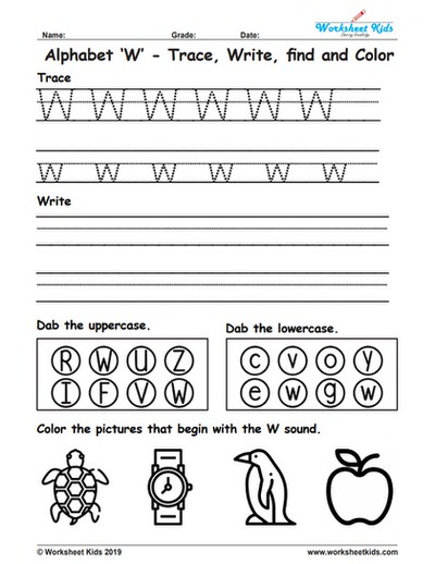 Letter W Worksheets For Preschoolers WorkSheet For Pre School