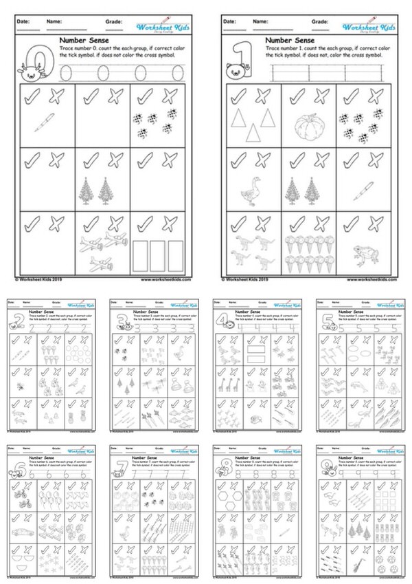 preschool number tracing and counting worksheet free printable pdf