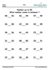 What number comes in between? 1 to 20, 100, 500, 1000 - Free Printable