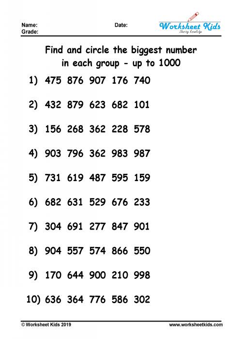Grade 4 Roman Numeral Worksheets 1 1 000 K5 Learning Numbers To 1 000 Check In Worksheet
