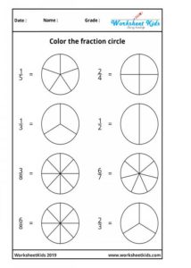 Fraction circles coloring printable worksheets | 3rd | 4th | 5th ...