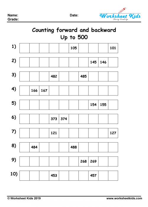 Counting Forwards And Backwards Worksheets Free Printable PDF