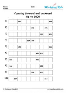 Counting forwards and backwards worksheets - Free printable PDF