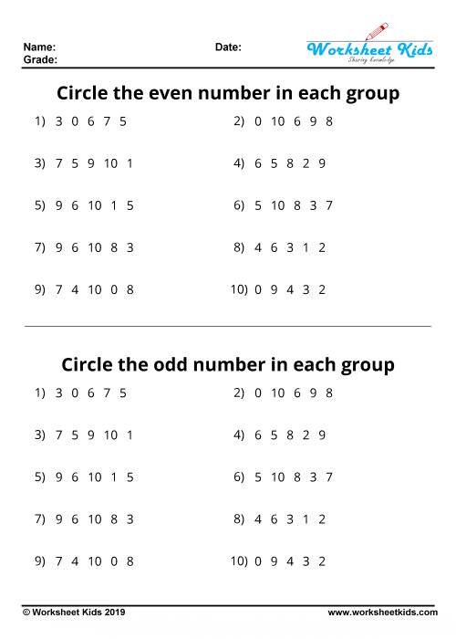 Odd And Even Numbers Worksheets Free Printable PDF