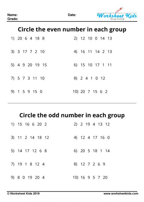 Odd And Even Numbers Worksheets Free Printable PDF