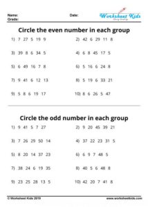 Odd And Even Numbers Worksheets - Free Printable Pdf