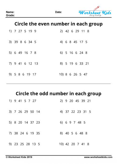 odd and even numbers worksheets free printable pdf