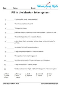 Solar System Planet Worksheets: Kindergarten, 1st, 2nd, 3rd Grade - PDF