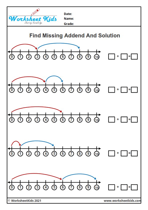 1st Grade Addition With Number Lines Worksheets Printable K5 Learning 