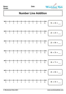 Number line addition worksheets for grade 1 - Free printable PDF