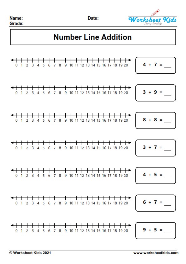 Number Line Addition Worksheets For Grade 1 Free Printable PDF