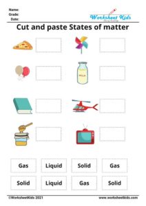 States of Matter Worksheets : Solid, Liquid and Gas - Free printable PDF