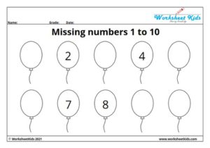 Missing numbers worksheets for kindergarten: Fill, Write, Find - Free PDF