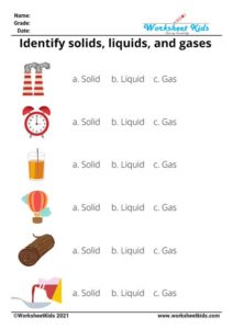 States of Matter Worksheets : Solid, Liquid and Gas - Free printable PDF