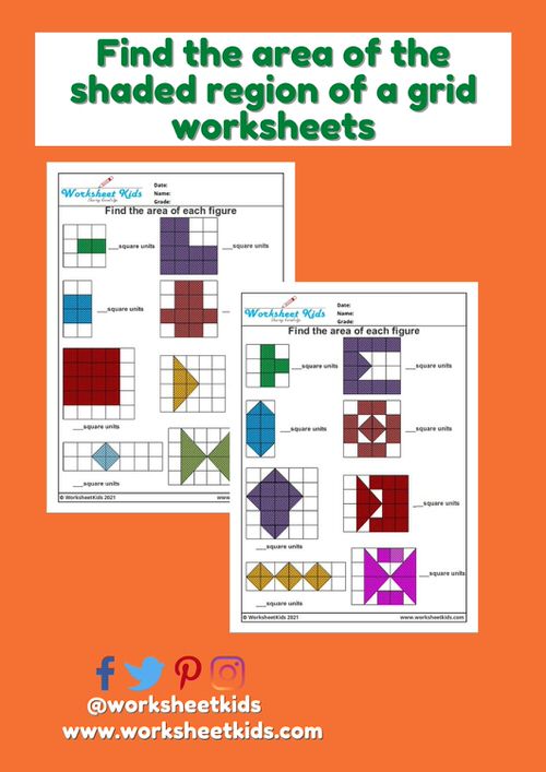 find the area of the shaded region of a grid worksheets with answers