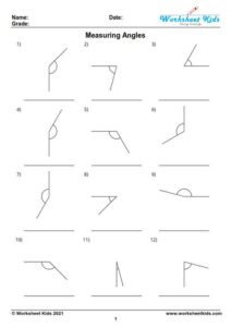 Measuring angles with a protractor worksheet with answer key - Free PDF