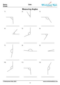 Measuring angles with a protractor worksheet with answer key - Free PDF