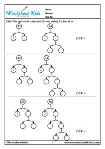 Find the greatest common factor Worksheets - Free printable PDF