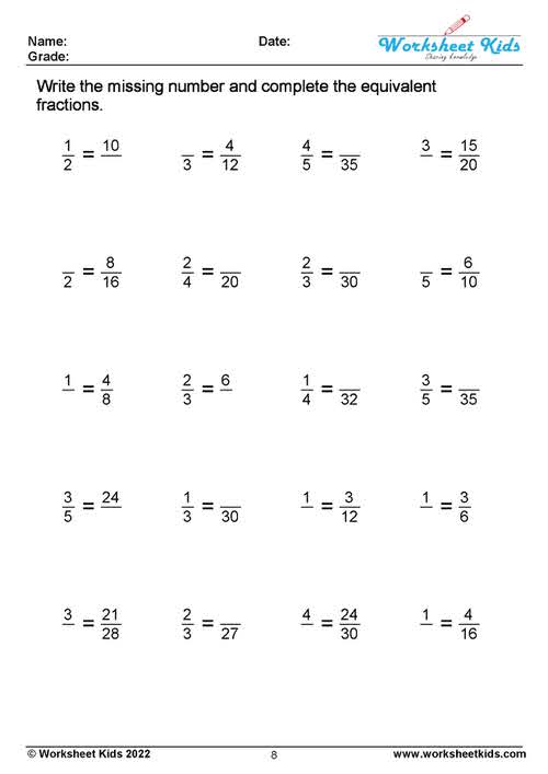 write the fractional equivalent in reduced form to each number