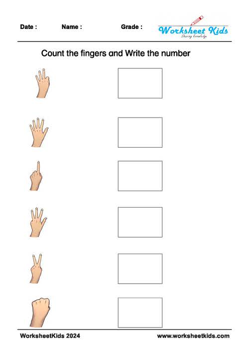 Kindergarten finger counting and writing number