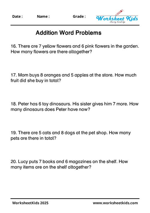 addition word problems for kindergarten students