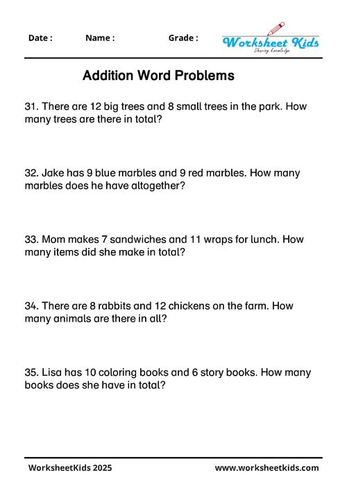 Kindergarten addition assessment worksheet