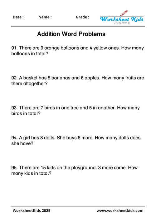 ample addition worksheet for grade 1 students