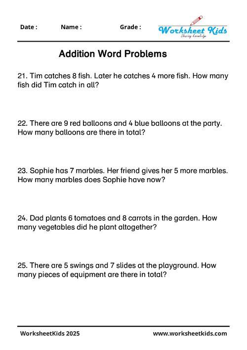 Addition practice sheet for kindergarten level