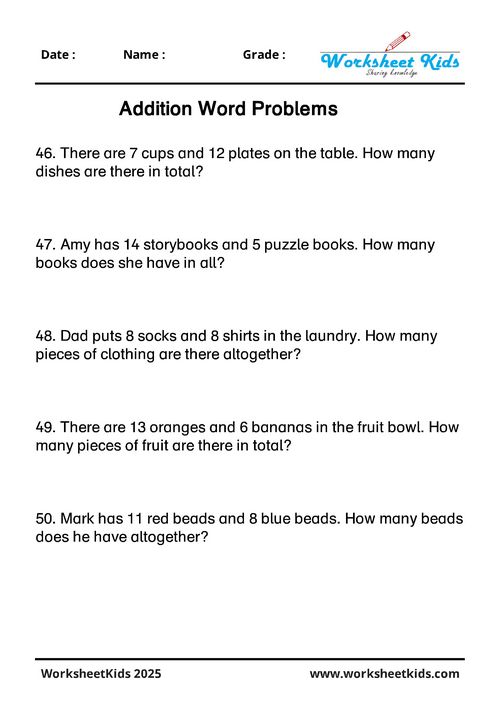 Math addition problems for kindergarten children