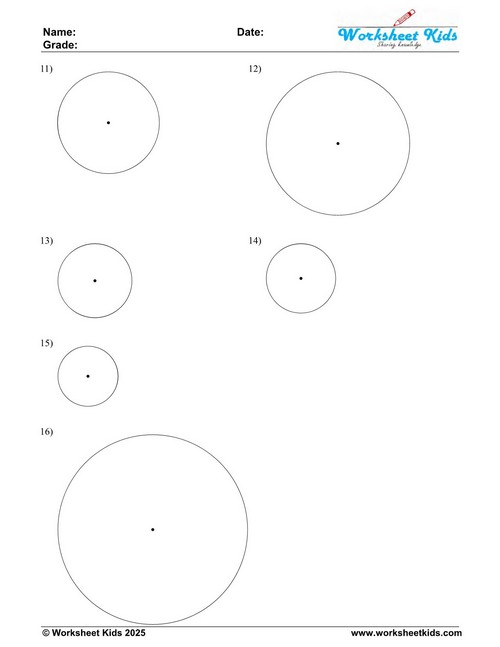 Circle find Diameter Measurement Practice Free Math Worksheet Centimeter Units