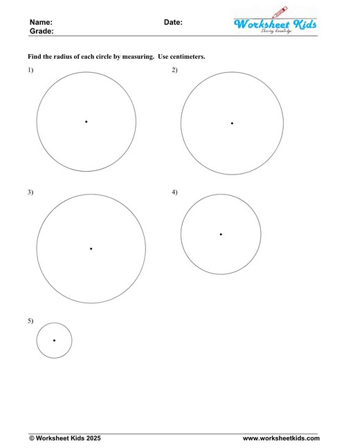 Free find Radius Measurement Worksheet Circle Geometry CM Practice