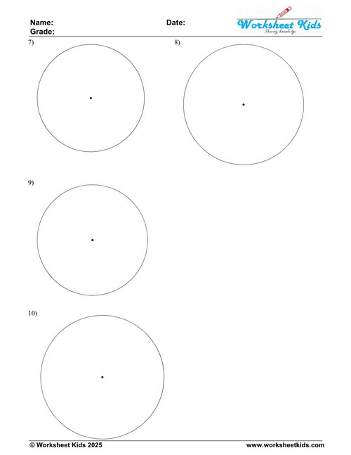 Measuring Circle Diameters CM Practice Worksheet Elementary Geometry