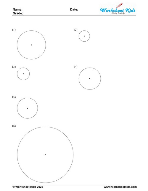 Measuring Circle Radius Free Printable Worksheet CM Units